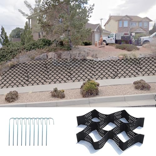 Robusto estabilizador de grava para calzadas y paddocks – HDPE refuerzo de suelo de 5 o 10 cm de profundidad (40 x 40 cm) – Solución exterior para control de erosión