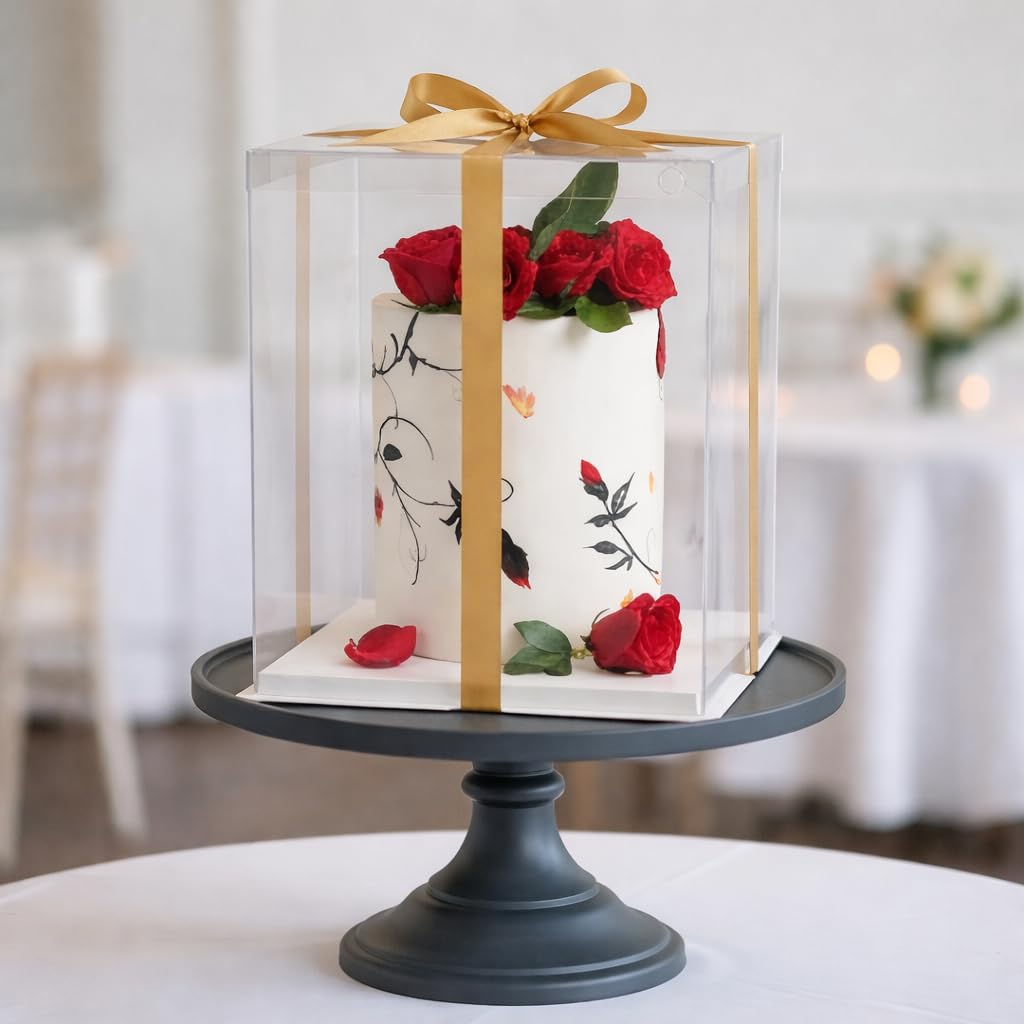 Clear Cake Box - Tall Square with Lid -4