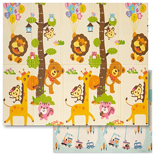 Spielmatte Baby - Krabbelmatte Baby 150x180x1cm - Krabbelmatte Wendbar, Faltbar, Wasserabweisend - Schaumstoff Babymatte - Baby Spielmatte -Sweety Fox (Baum)