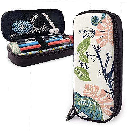 Preisvergleich Produktbild Chameleons Leder Federmäppchen, Bleistiftbeutel Stifthalter Stationäres Etui