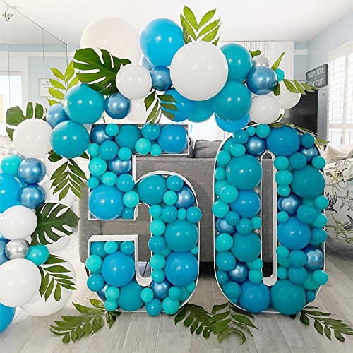 Image of Peacock Blue Balloons Turquoise Blue Latex Balloon 5 10 12 18inch Different Sizes 103pcs Teal Blue Balloons Arch Kit for Kids Birthday Party Decoration Gender Reveal Baby Shower Wedding Whale Theme