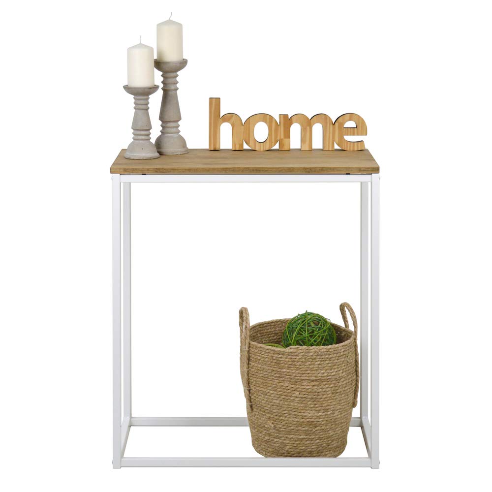 BOX FURNITURE Recibidor iCub 35x70x82cm Blanco en Madera Maciza de Pino Acabado Vintage Estilo Industrial