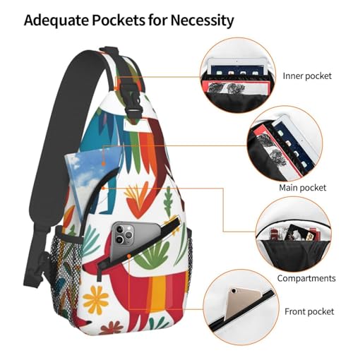 Cross Chest Bag Diagonally - Quality, Durable, and Spacious Shoulder Bag for Men and Women Mexican Otomi Animals Prints3