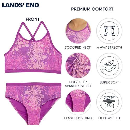 Image of Lands' End Girls' Swim UPF 50+ Adjustable Strap Bikini Set