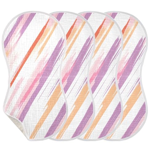 Colored Stripes Plant Burp Cloths Cotton Baby Washcloths,Large 22x11in Burping Cloth Absorbent and Soft for Newborn Baby Boys and Girls,4 Pack3