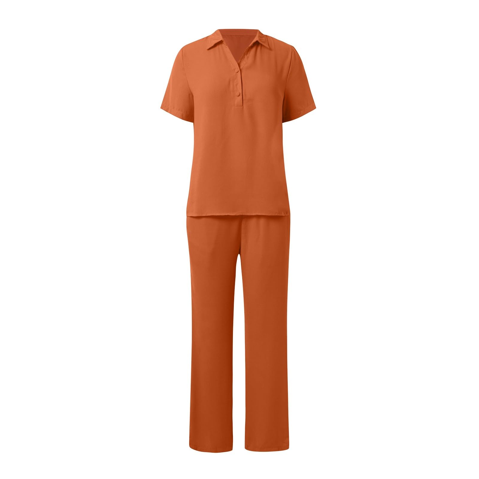 2-teiliges Freizeit-Outfit Baumwolle für Damen, ärmellose Weste mit Knopfleiste, gerade geschnittene Hose mit weitem Bein Taschen Hosenanzug Damen Cord Jumpsuit Kurz Elegant