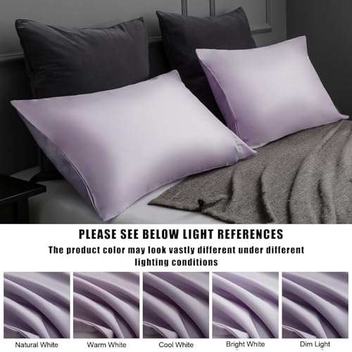 Image of TELUS Pillow Cases Queen Size 2 Pack, Bamboo Rayon Cooling Pillowcases with Envelope Closure, Cool Breathable Pillow Case for Hot Sleepers & Night Sweats, 20x30 inch, Purple