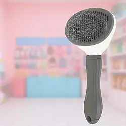 Escova Rasqueadeira para Pets - Escova Automática e Autolimpante para Escovação e Remoção de Pelos de Cães e Gatos, com Cabo Texturizado de Alta Aderência (cinza)