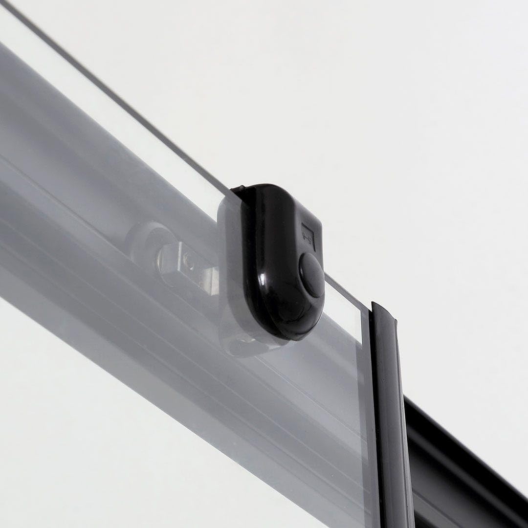 Kiamami Valentina - Porte de douche niche 130 cm noir mat avec installation réversible | City