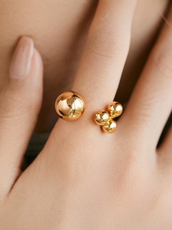 Gold Chunky Statement Rings for Women,Silver Dome Western Jewelry No Tarnish Adjustable Thick Vintage Trendy Open Rings Jewelry Gifts for Women - Image 2