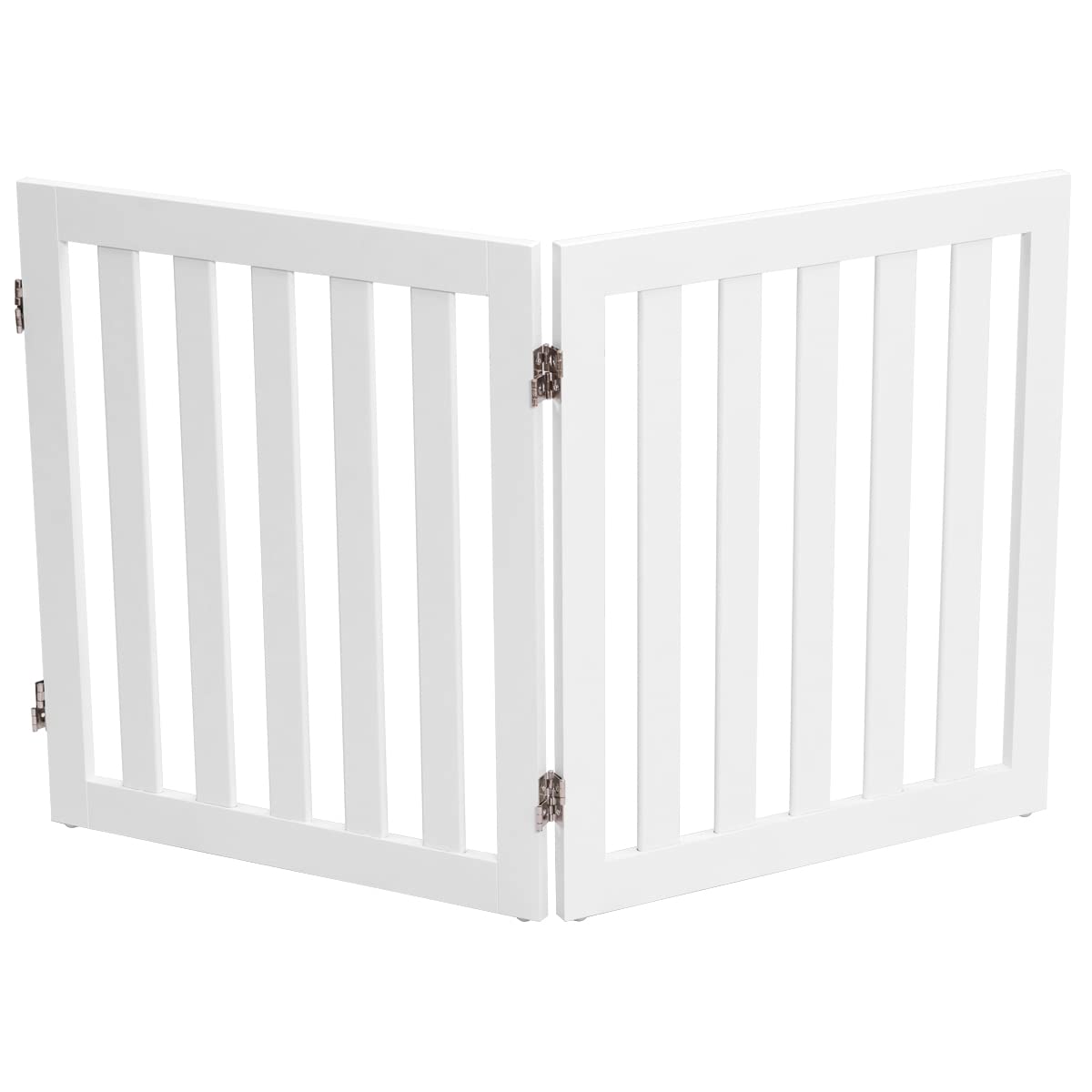 COSTWAY Barrière Autoportante pour Chien 2/3/4 Panneaux en Bois 60/89 cm Charnières Métalliques Pivotant à 360° Patins Antidérapants pour Maison Escaliers Portes
