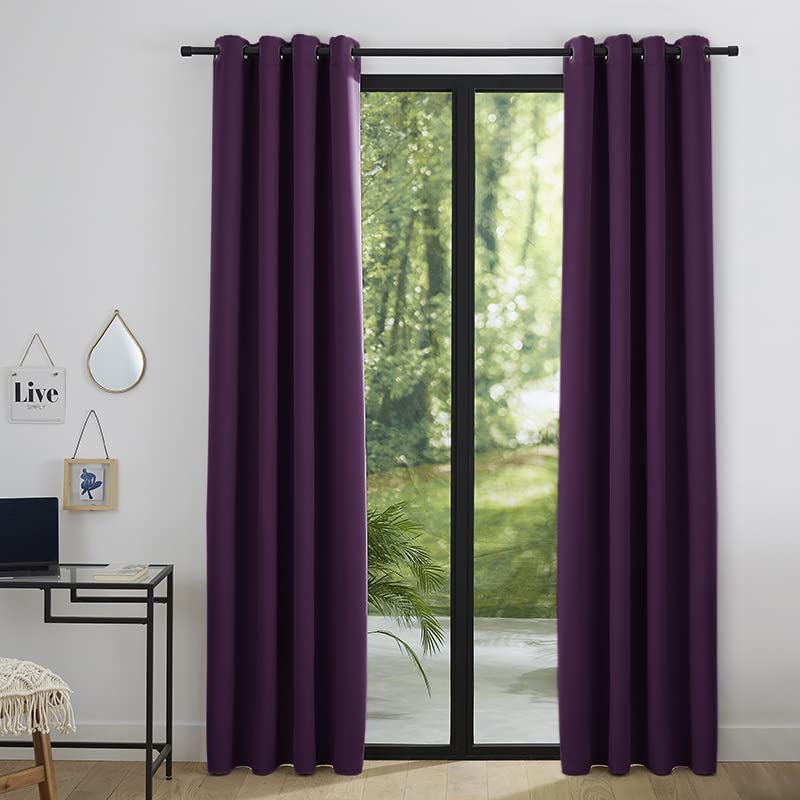 UNIVERS-DECOR Lot de 2 Rideaux occultant et obscurcissant 140 x 260 cm (Prune, Lot de 2 Rideaux occultant 140 x 260 cm)