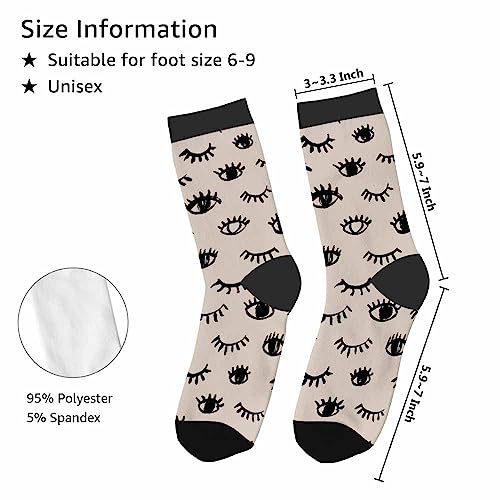 Image of Red Striped Crew Socks for Woman Size 6-8 Christmas Tree Moose Snowflake Dots Lines Girls Socks