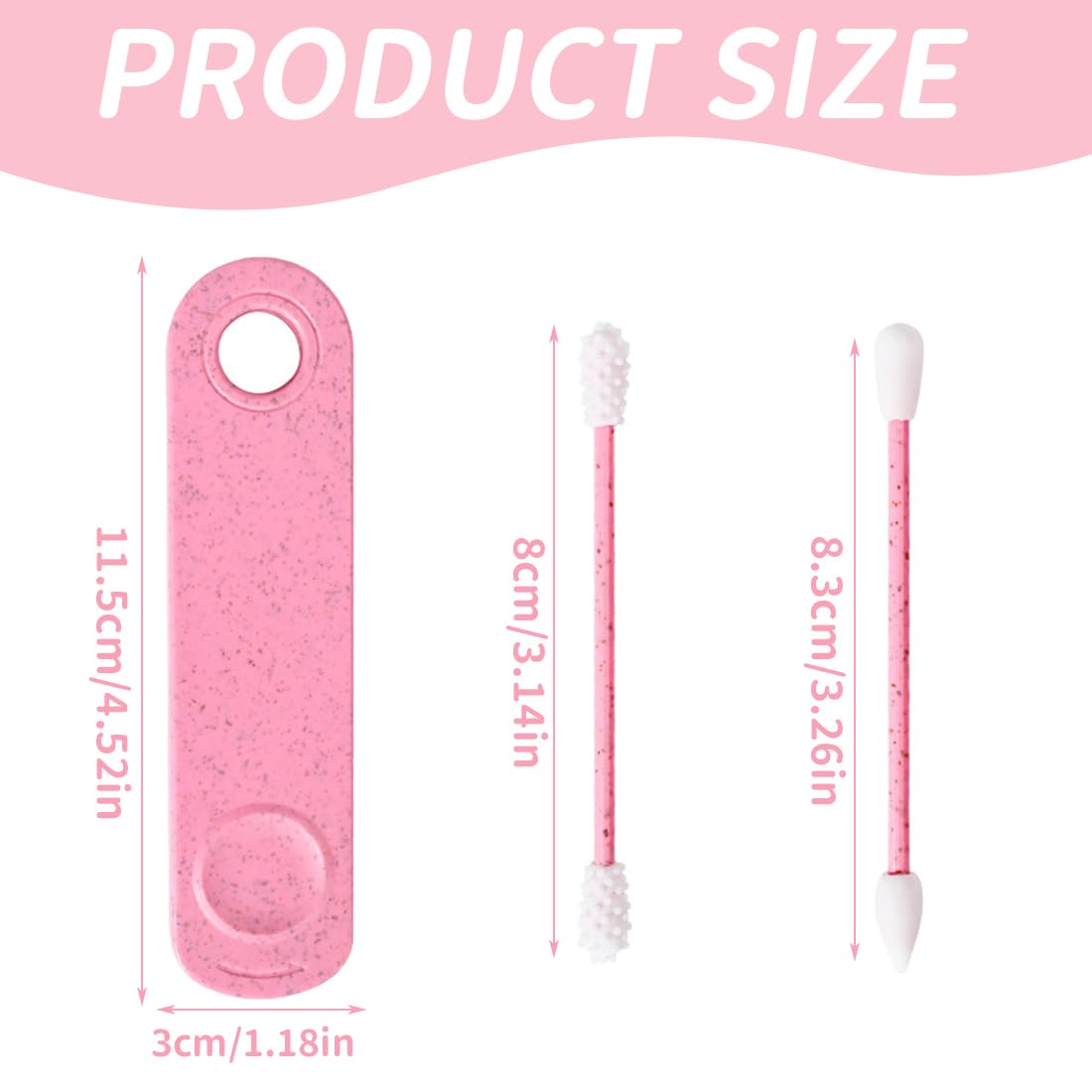 Lot de 4 coton tige reutilisable, Double tête, Bâtonnet en Silicone Doux Lavable, pour Le Maquillage et Le Nettoyage des Oreilles