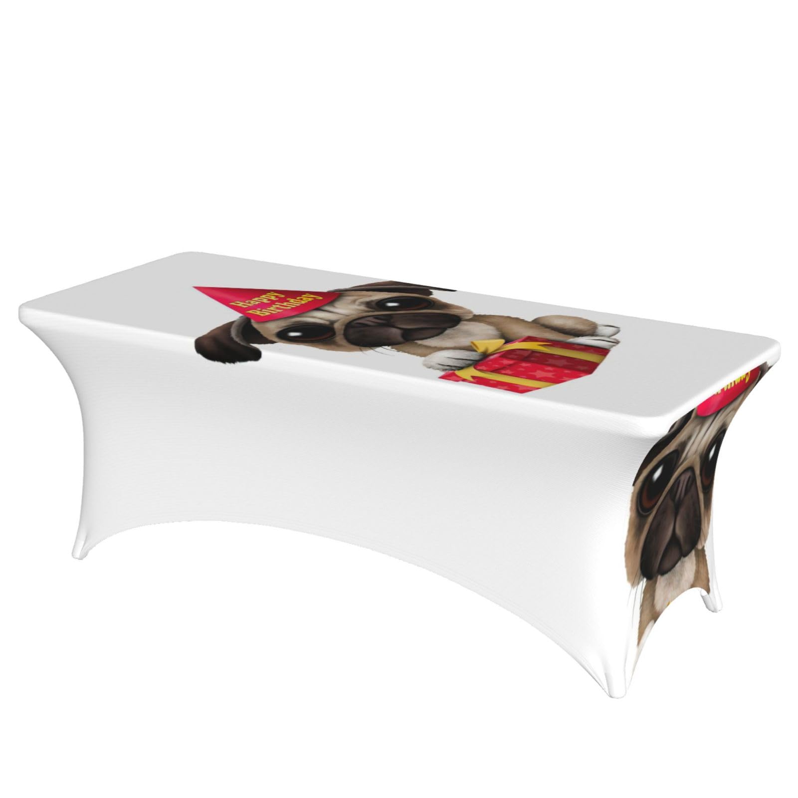 Housse de table rectangulaire anti-pli en élasthanne à motif carlin pour protéger vos meubles