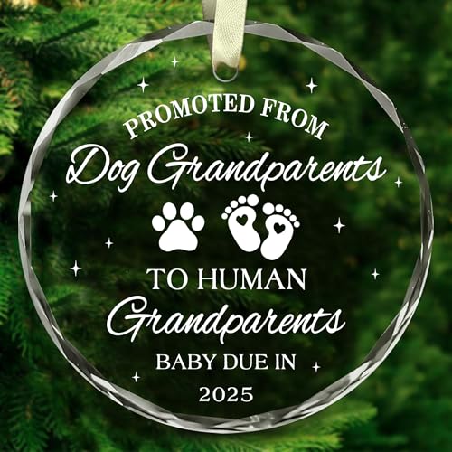 BSQUIELE Grandparent Gifts First Time Grandparents Gifts New Baby Reveal Gift For Grandma Grandpa Promoted From Dog Grandparents 2025 Ornament Mothers Fathers Day Birthday Gift For Grandparent