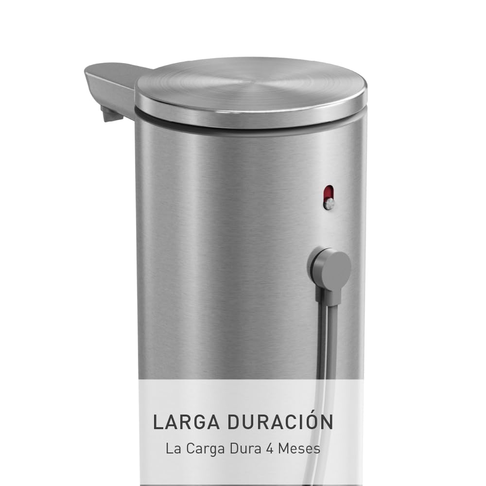 simplehuman 266 ml Sensor Pump, dispensador automático de jabón líquido, dispensador Variable, válvula antigoteo, Impermeable IP67, Acero Inoxidable Cepillado