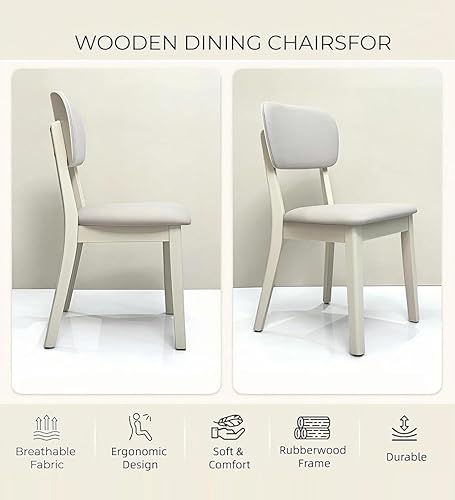 Miniatura 6 de Juego de 2 sillas de cocina, sillas de comedor de madera de granja tapizadas con respaldo, modernas y simples antideslizantes, adecuadas para salas