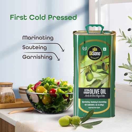 Image of DiSano Extra Virgin Olive Oil 5L, Cold Pressed, First Extraction, Ideal for Sauteing, Grilling & Dressing (Pack of 2)