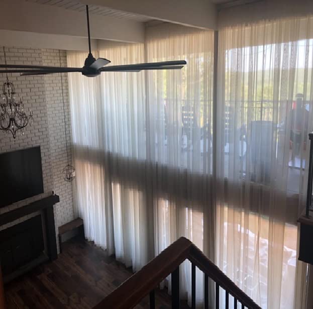 Ikiriska Extra Long Sheer Voile Curtain Sheer Voile with Pocket top (1 Panel) Custom Made (Beige, 24 ft (288"))