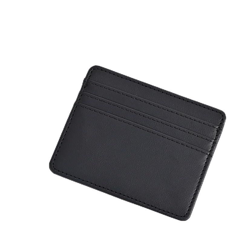 Carteira feminina fina de couro PU com vários compartimentos com proteção RFID, Preto, Tendência