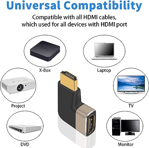 Image of ETZIN 90 Degree HDMI Adapter 8K, 48Gbps Left Angle Male to Female HDMI Adapter Extender Compatible with TV, Ro-ku, Fire Stick, Chrome-cast, Switch, Laptop, PC EPL-1057H.