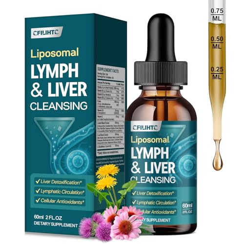 Liposomal Lymphatic Drainage Drops - 21 in 1 Liver Cleanse Detox & Repair with Milk Thistle Echinacea Burdock Root Liposomal Glutathione Vitamin Complex Lymph-Liver Gut & Metabolic Health