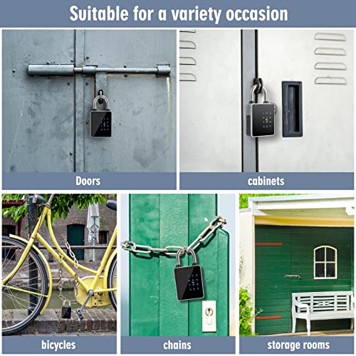 Laxre Smart Padlock With Keys, Bluetooth Keypad Smart Lock, Keyless Entry Front Door Lock,Combination Lock,Water Resistant,App Enabled For Home, Gate,Gym,Outdoor,School,Bike, Locker,Storage Unit #TOP4