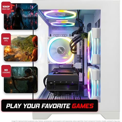 Image of SAAV Prebuilt Gaming PC Desktop Computer Tower AMD Ryzen 5 8500G Radeon 740M Graphics 16GB DDR5 256GB NVMe SSD WiFi 6 Bluetooth Windows 11 White Air Cooler RGB PC Gaming