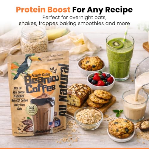 Image of Protein Coffee Mocha with Collagen: Zero Added Sugar, 100% Natural Dairy-Free 10G Protein Instant Blend with Real Cocoa, High CGA Coffee, 100mg Caffeine, Collagen Peptides, 15 Servings