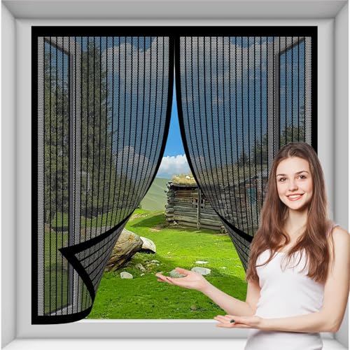 Tela Mosquiteras de Ventanas 38 x 30 cm, Mantiene El Aire Fresco Dentro y Los Bichos Fuera, Mosquitera Iman Fuerte, Malla Anti-Insectos, para Todas Las Puertas y Ventanas, Negro