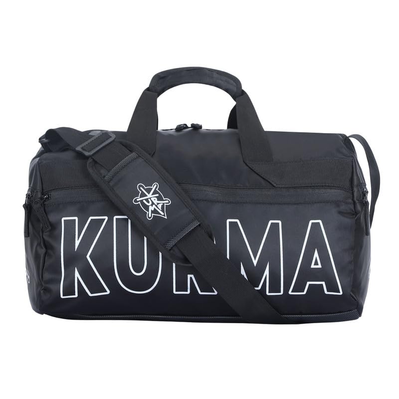 KURMA Unisex Flexpacks 40-Liter Polyester 20 Inch/51 Cm Duffle Gym Bags/Adjustable Shoulder Bag/Fitness Bag/Carry Bags/Sports & Travel Bag with Front & Side Pockets – (KDFUBLK5-1023, Black)