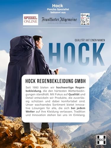 HOCK Regenponcho Extra Lang mit Kapuze – 100% Wasserdicht – Leichter Regenmantel Wandern für Damen & Herren (blau, L/XL)