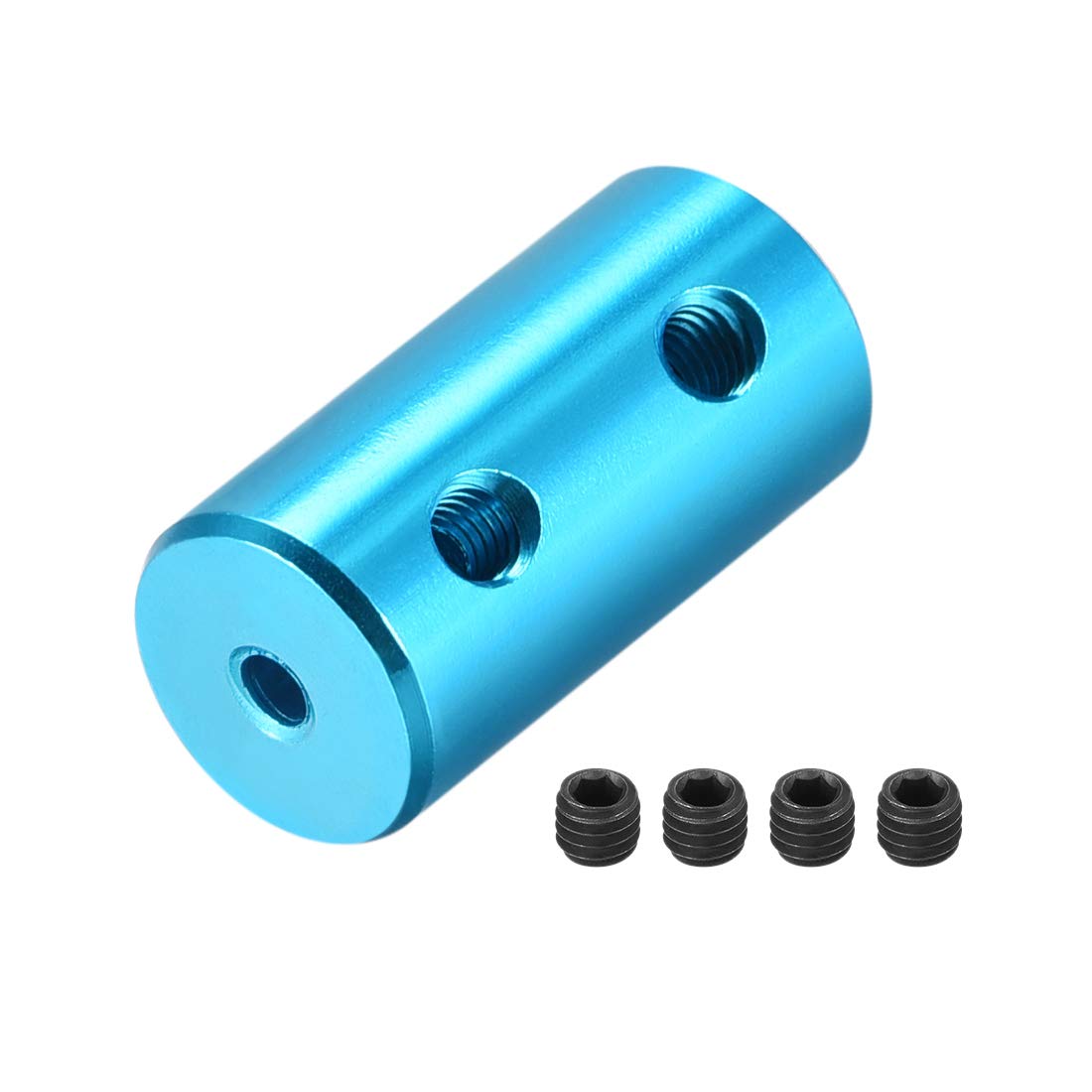 Sourcing Map 6 Mm Bis 6 Mm Starre Wellenkupplung – L25 X D14, Aluminiumlegierung, Blau – Mit 4 M4-Schrauben, Für Motoren & Modellbau
