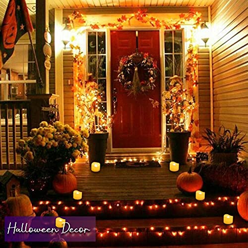 Image of 24 PCS LED Flameless Flickering Plastic Tealight Votive Candle Bulk Battery Operated /Electric Flicker Small Tea Lights Bright Fake Candles for Halloween Christmas Lantern Decorations