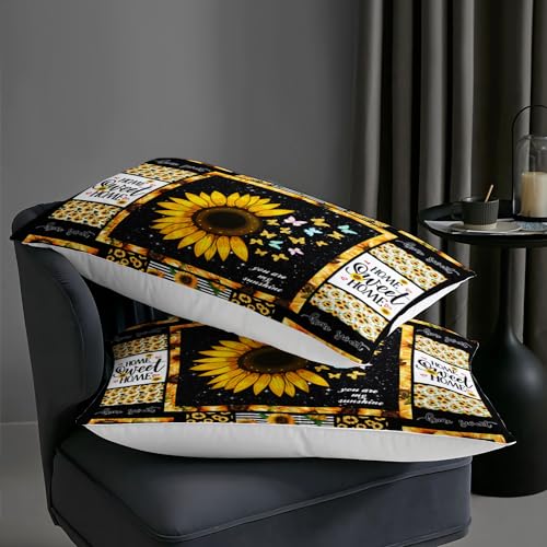 Image of AILONEN Sunflower Comforter Set Queen Size, Modern Sunflower Pattern Bedding Set for Boys Girls Gifts,Yellow Botanical Floral Comforter Set 3 Pieces, 1 Quilt and 2 Pillowcases