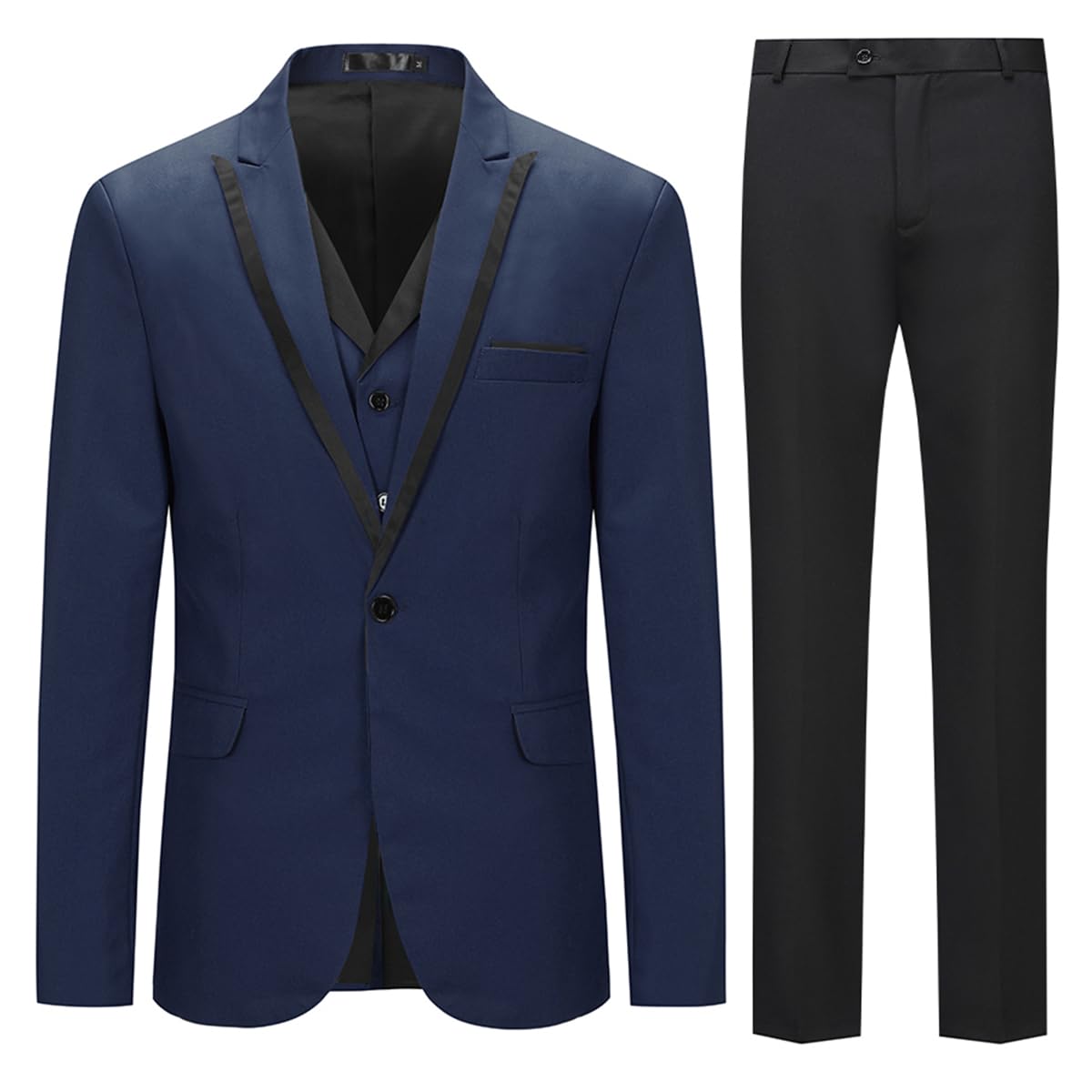 Allthemen Costume 3 pièces Homme Un Bouton Blazer Col Regular Business Slim Fit pour Mariage