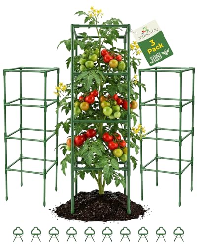 MQHUAYU 3 Pack Tomato Cages,Square Tomato Plant Stakes Support Cages Trellis for Garden Climbing...