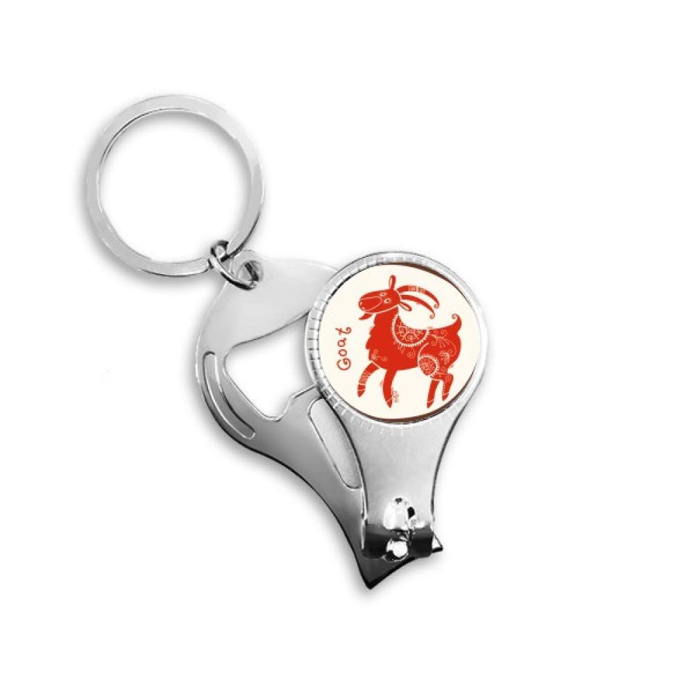 Porte-clés décapsuleur coupe-ongles rouge cadeau zodiaque année du mouton