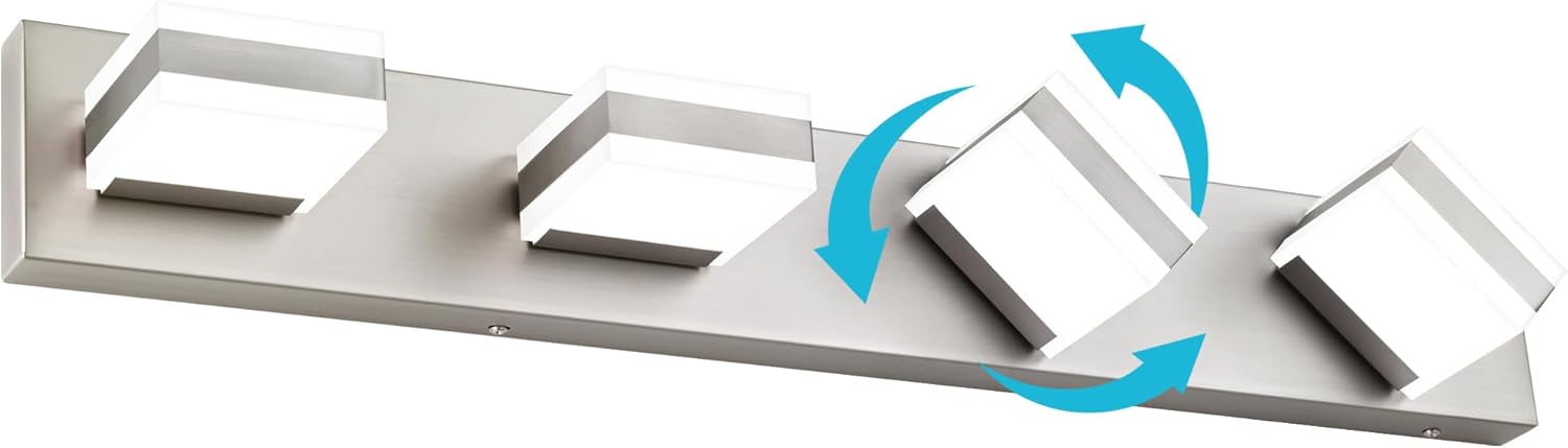 SOLFART Bathroom Vanity Lights Brushed Nickel LED Lighting, LED Bathroom Light for Bath, 4 Light Vanity Lighting Above Mirror Cool Light ND Brushed Nickel 30 inch