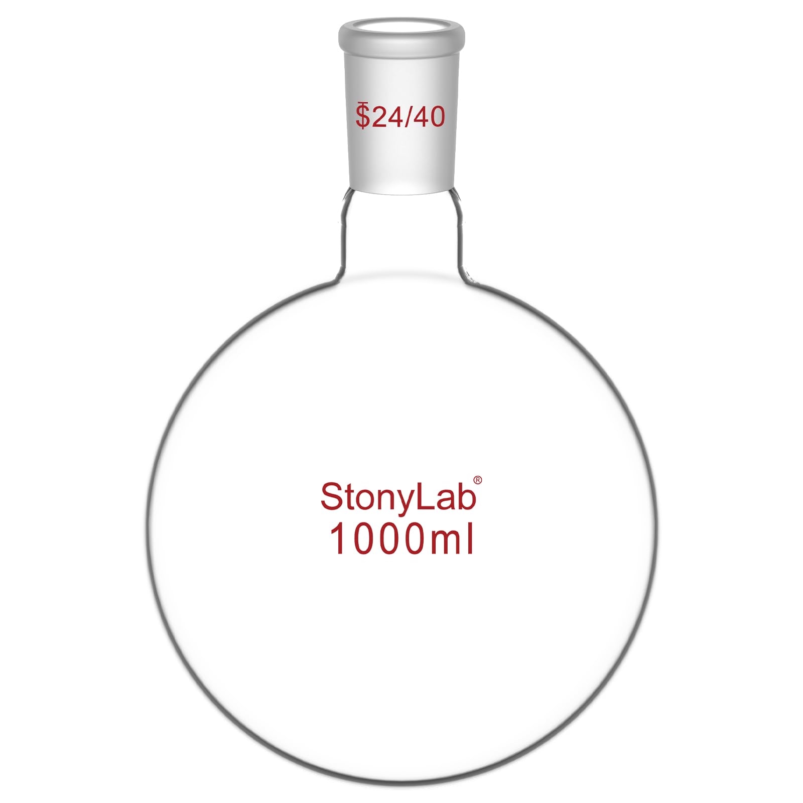stonylab Matraccio Laboratorio, Matraccio Fondo Rotondo da Parete Pesante a Collo Singolo in Vetro Borosilicato RBF con Giunto Esterno Standard 24/40, Round Bottom Flask per Laboratorio - 1000ml