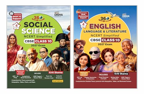 Image of Disha 360 Social Science & English Literature & Language NCERT Simplified CBSE Class 10 for 2027 Exam | 4 color Concepts & Question Bank by Kriti Sharma | Theory, PYQs, Competency & NCERT Questions