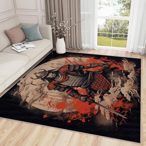 SherAvant Samurai Rug 5x7-4x6 Rug - Samurai Rug - Japanese Warrior Gothic Area Rug - Oriental Asian Rugs - Vintage Carpet - Samurai Home Decor