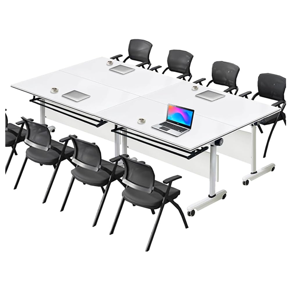 Table Pliante à Plateau Rabattable, Ensemble de 4 Tables de conférence Pliantes Modernes avec cloison de confidentialité et roulettes pour Bureaux, salles de Formation et salles de Classe -