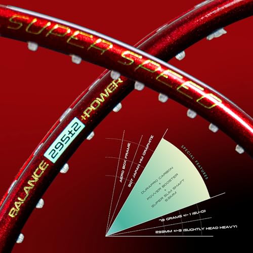 Image of Apacs Super Speed (Unstrung) | World's First 5.5mm Slim Shaft | Aero Box Frame | Durapro Carbon + Power Booster Shaft | 32 lbs Max Tension | Slightly Head Heavy | 6U | Made in Vietnam (Maroon)