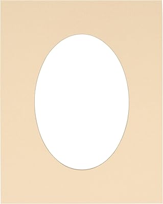 16x20 Mat Bevel Cut for 11x14 Photos - Precut Beige Oval Shaped Photo Mat Board Opening - Acid Free Matte to Protect Your Pictures - Bevel Cut for Family Photos, Pack of 1 Matboard