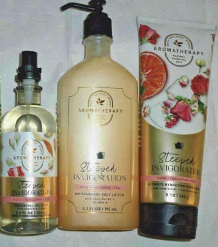 3 x ROSE TANGERINE TEA INVIGORATION Mist Lotion Cream bath body aromatherapy