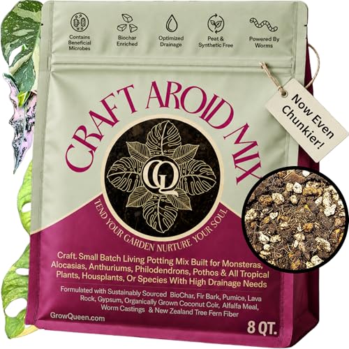 Craft Aroid Potting Mix- Elite Organic Alocasia Philodendron Monstera Soil Mix Chunky Well Draining Potting Soil for Indoor Plants All Tropical Plants & Houseplants Sustainable & Peat Free 8QT