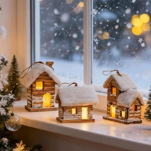 GZWY Weihnachtsdorf mit Beleuchtung, Weihnachtshaus Beleuchtet...