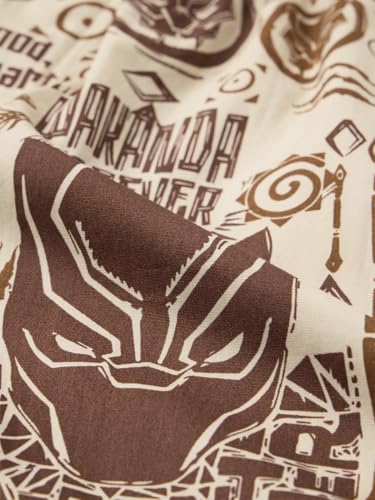 Image of The Souled Store Black Panther: King of Wakanda Men and Boys Beige All Over Printed Regular Fit Cotton Boxer Shorts